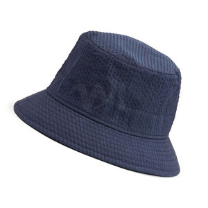Custom <b>Plain</b> Navy Blue Textured Cotton Bucket Hat Unisex Outdoor Summer Sun Shade Wide Brim Breathable Packable Fisherman <b>Cap</b> - Product Image 4
