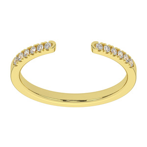 Round Cut Lab-Grown Diamond Pave Set Wedding <b>Band</b> Open <b>Gap</b> 14K Yellow Gold <b>Band</b> Matching <b>Band</b> For Ring Set Jewelry For Women - Product Image 3
