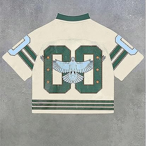 Camiseta de Fútbol Corta de Alta Calidad para Hombre y Mujer, Malla de Poliéster, Estilo Retro, Holgada, Urbana, para Verano - Product Image 2