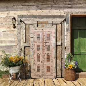 Puerta de Entrada de Madera Tallada a Mano Haswani, Puerta Decorativa Tradicional - Product Image 2