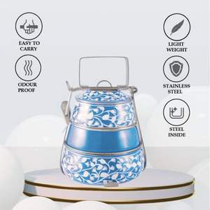 Venta de proveedor indio, logotipo personalizado, diseño de Color, pirámide de acero inoxidable Tiffin con mango de bloqueo de Clip, fiambrera, portador de alimentos - Product Image 2