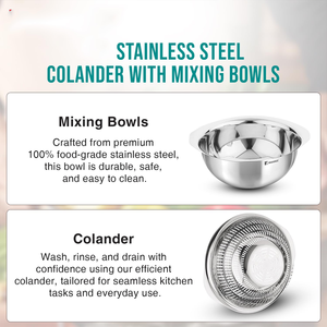 กระชอนกรองอาหารสแตนเลสเกรดร้านอาหาร ทนทาน ใช้ได้หลากหลาย สำหรับผัก ผลไม้ ใช้กับเครื่องล้างจานได้ ใช้งานง่าย - Product Image 3