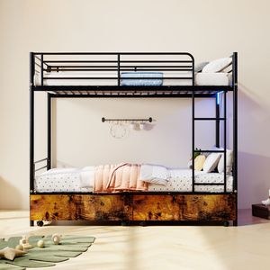 Stazione di Ricarica USB, Letto a Castello in Metallo con Ringhiera di Sicurezza, Scala e Spazio di Stoccaggio, Funzione Divisibile, Senza Scatola Inclusa - Product Image 5