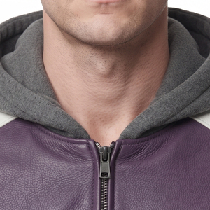 Sudadera con Capucha de Cuero Genuino para Hombre, con Cierre, para Moda Urbana, Manga Larga con Bolsillos - Product Image 4