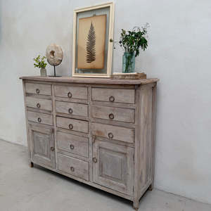 Rustic Solid Wood Sideboard Buffet <b>Cabinet</b> 11 Drawers 2 Doors Antique Storage Credenza Living Room <b>Cabinets</b> - Product Image 5