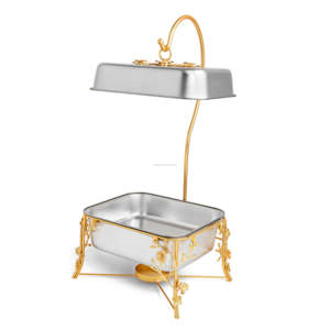 หม้ออุ่นอาหารสแตนเลสคุณภาพหรูหรา ขนาด 6 ลิตร 9 ลิตร งานแฮนด์เมด สไตล์ร่วมสมัย ฝาปิดปรับแต่งได้ ผู้ผลิตโดยตรงจากอินเดีย สำหรับบุฟเฟ่ต์ - Product Image 1