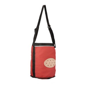 Red <b>Canvas</b> Horse Feeding Bag Durable Nose Feed Bag Adjustable Strap Oval Leather Patch Portable Horse Feed Bag - Product Image 6