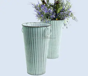 Лидер продаж на Amazon, индивидуальные металлические современные Синие французские ведра или ваза для цветов, идеально подходят для украшения и подарка