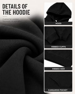 เสื้อสเวตเชิ้ตมีฮู้ดสีดำสำหรับผู้ชาย ทรงปกติ ผ้าฝ้ายถัก สวมใส่สบาย มีกระเป๋าหน้า เหมาะสำหรับใส่ในฤดูใบไม้ร่วง - Product Image 5
