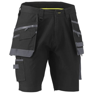 Men's <b>Black</b> Cargo <b>Work</b> Shorts With Multiple Pockets And Reflective Tape Breathable Polyester Construction Safety <b>Pants</b> - Product Image 1
