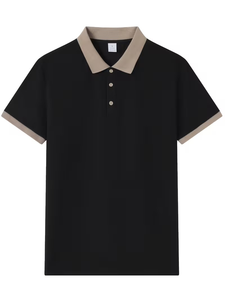 Men's Black Oxford for Shirt Short Sleeve Solid Color Casual Breathable Plain Dyed Knitted Fabric Regular Length - Product Image 2