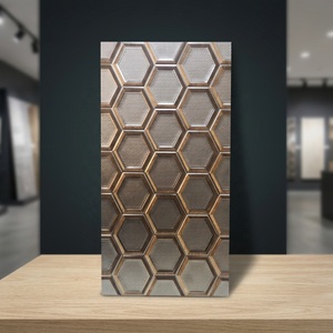 Glazed Polished Decor Third Fired Ceramic Mirror High Gloss Golden Silver Digital Decorative Luxury <b>Wall</b> Tiles for Corridor - Product Image 4