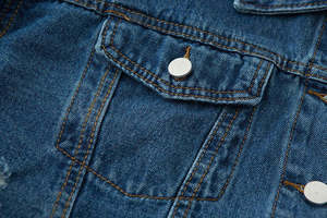 Veste en jean décontractée pour femme, coupe ample, courte, déchirée, à manches longues, style streetwear, pour l'automne - Product Image 6