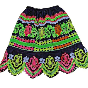 New Trendy Floral Embroidery A-Line Short <b>Skirt</b> <b>Elastic</b> Waist Pleated Mini Streetwear Floral Embroidery <b>Skirt</b> - Product Image 6