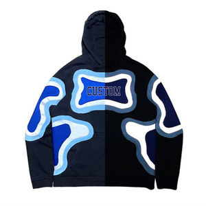 Sweat à capuche streetwear personnalisé en coton épais 400 g/m² avec appliqué en strass, logo brodé effet vieilli et patch, délavage acide pour homme - Product Image 2