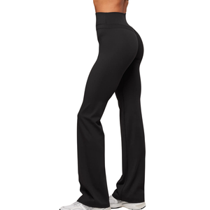 High Waisted Black Flare <b>Yoga</b> <b>Pants</b> Women <b>Bootcut</b> Gym Leggings Wide Leg Workout Tights Soft Tummy Control Sportswear Custom - Product Image 3