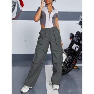 2025 High-Waisted Women's Cargo <b>Pants</b> Breathable Baggy Stretchy Wide Leg Jogger 4 Pockets <b>Y2K</b> Streetwear Casual Style - Product Image 5