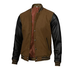 Chaqueta Varsity de Lana con Mangas de Cuero, Estilo Nuevo, Logotipo Personalizado, Chaqueta Varsity Casual para Hombre, Estilo Universitario de Béisbol - Product Image 4