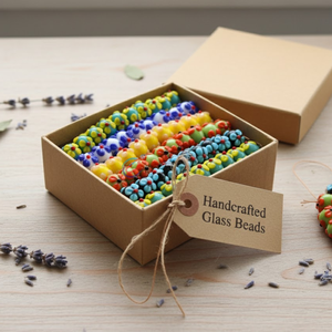 ลูกปัดแก้วแฮนด์เมดหลากสีจาก EXCEL EXPORTS ความยาว 8 นิ้ว |   ลูกปัดตกแต่งขนาด 16 มม. แบบหลวม |   อุปกรณ์งานฝีมือ DIY - Product Image 2