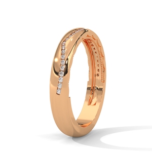 แหวนแต่งงานโรสโกลด์ประดับมอสซาไนต์ทรงกลมแบบหนามเตยสำหรับผู้หญิง - Product Image 2