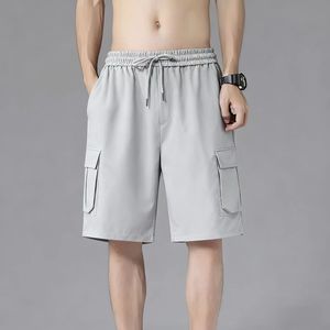 Pantalones Cortos Bermuda de Lona de Primera Calidad para Hombre, Tejido Transpirable Ecológico Digital, Cierre con Cordón, Diseño Sólido, Estilo Cargo - Product Image 4