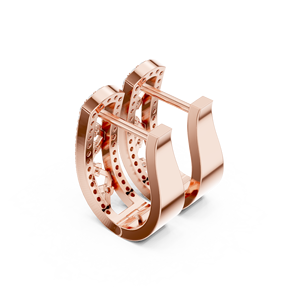 Pendientes de tuerca de lujo de oro rosa de 18 quilates para mujer, con diamantes cultivados en laboratorio de 0.39 ct, corte brillante, diseño geométrico y halo de diamantes, a la moda - Product Image 2