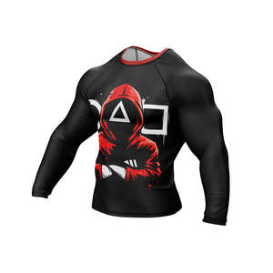 Rashguard Kingz blanc et noir pour entraînement professionnel de BJJ, manches courtes, pour hommes et femmes, avec indication du rangement - Product Image 6