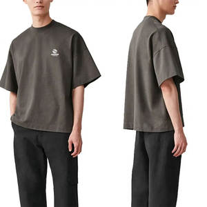 Camiseta de Hombre de Color Sólido, Estilo Cuadrado, 100% Algodón, Cuello Acanalado, Hombros Caídos, Estilo Urbano, Vintage, Transpirable, 300 Gramos - Product Image 6