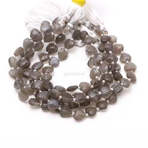 Perles de pierre de lune grise naturelle sculptées en forme de cœur, perles de pierres précieuses sculptées à la main pour la création de bijoux, taille 10-11 mm, fabriquées par le fabricant, 8 pouces. - Product Image 2