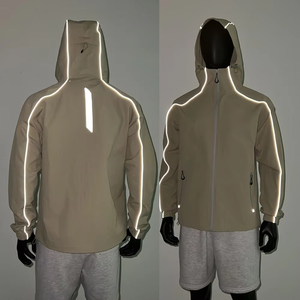 Unisex Casual <b>Waterproof</b> Reflective Strip Jacket Autumn Winter Sports Lightweight Quick Drying Stand Collar Zipper Jacket - Product Image 5