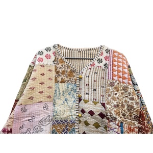 Indian Handmade Vintage Soft Cotton Best Quality <b>Lightweight</b> Spring <b>Summer</b> Autumn <b>Women</b> Quilted <b>Jacket</b> Reversible Eco-Friendly - Product Image 4