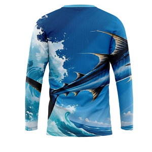 เสื้อฮู้ดดี้สำหรับตกปลา แบบซับลิเมชั่น พิมพ์ลายสีสันสดใส แห้งเร็ว ระบายอากาศได้ดี ป้องกันรังสียูวี 35 สำหรับผู้ชาย พร้อมโลโก้ด้านหน้า - Product Image 5