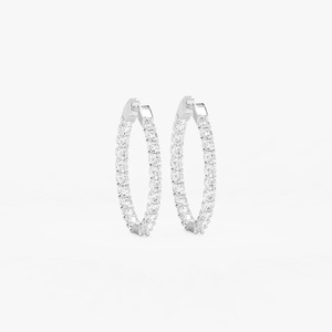 Boucles d'oreilles créoles inversées à griffes en U avec diamant de laboratoire rond 3 carats, en or 10/14/18 carats certifié IGI, bijoux tendance pour femme - Product Image 4