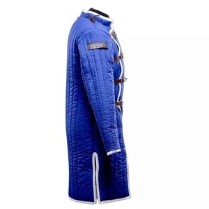 Chaqueta Gambeson para Hombre, Manga Larga, Algodón Grueso Acolchado, Abrigo Azul con Cuello Mandarín, Disfraz Medieval - Product Image 4