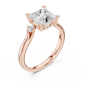 Bague Solitaire Élégante en Or Rose Coupe Princesse, Bijoux de Mariage et de Fiançailles de Luxe, Bagues de Mode Personnalisées en Gros pour Femmes - Product Image 1