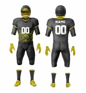 Uniformes de football américain imprimés personnalisables, 100% polyester, imprimés par transfert thermique, col en V, évacuation de l'humidité, coupe régulière, pour hommes - Product Image 2