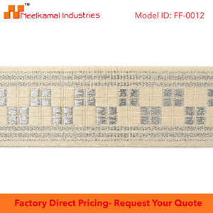 นีลคามัล อินดัสทรีส์ ริบบิ้นตกแต่งสีเขียวอมฟ้าขนาด 25 มม. ลายทอสีเงิน ผลิตจากโพลีเอสเตอร์ 100% ป้องกันการหดตัว ใช้สำหรับตกแต่งเสื้อผ้าและสิ่งทอ - Product Image 5