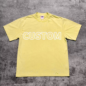 T-shirt personnalisé délavé unisexe, style vintage de haute qualité, tissu en coton 230g, logo personnalisé, vente en gros et au détail - Product Image 1