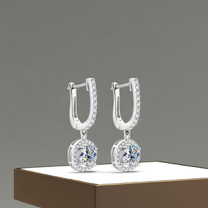 Modernos Pendientes de Aro Colgantes con Diamantes de Moissanita Chapados en Rodio de Plata 925 para Uso Diario Clásico de Mujer, Regalo de Boda, Moda - Product Image 6