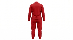 Women's Red Tracksuit Full <b>Zip</b> Hooded Solid Color Breathable Casual Lightweight Winter 100% Cotton <b>Jogger</b> Set Logo Front <b>Pockets</b> - Product Image 2