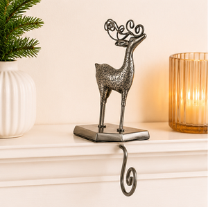Wholesale Elegant Silver Swirl Reindeer Christmas <b>Stocking</b> <b>Holder</b> Weighted Long Arm Metal Hanger For Fireplace Mantel & Holiday - Product Image 6