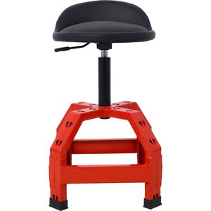 Asiento giratorio neumático de 360 grados de alta resistencia para mecánicos con almacenamiento de herramientas en rojo - Product Image 2