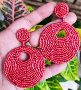 Pendientes Redondos de Diseño Bordado a Mano, Joyería Festiva para Mujer al Mejor Precio, Pendientes con Cuentas - Product Image 1