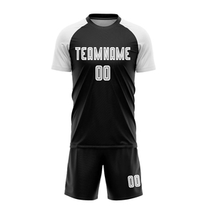 Custom Team Name Soccer Jersey Matching Shorts Set 100% Polyester Breathable Fabric Unisex Adult Sizes for Team Practice - Product Image 1