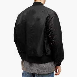 Blouson Bomber en Soie Enduite Tendance avec Broderie Logo Avant, Imperméable et Coupe-Vent, Style Urbain, Vestes d'Uniforme d'Équipe pour l'Extérieur - Product Image 2