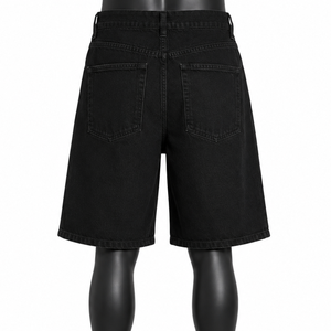 Custom Streetwear Denim Jorts Men's Loose Fit Black Jean Shorts OEM Clothing Factory - Product Image 2