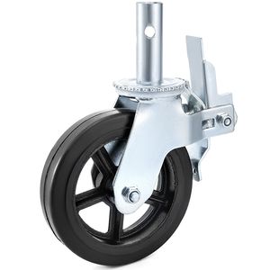 Set di 4 Ruote Girevoli in Poliuretano con Nucleo in Ferro da 8 Pollici, Capacità 1100 LBS, Doppio Freno di Bloccaggio, Gambe Regolabili 100mm OEM - Product Image 6
