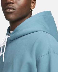 <b>Men's</b> Light <b>Blue</b> Hooded Sweatshirt Regular Fit Solid Color Cotton Fleece Casual Pullover with Front Pocket Winter Windproof - Product Image 5