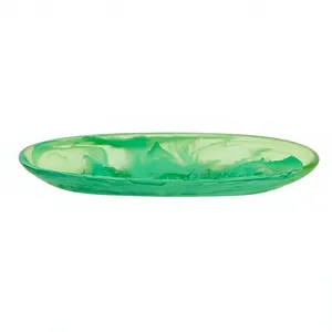 Bol de service en résine rose, moderne, sculpté et texturé, plat décoratif pour servir les aliments lors de fêtes - Product Image 2