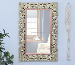 High on Demand Farmhouse Style Wooden <b>Frame</b> Mirror for Hallways and Bathroom Decor Available for Sale - Product Image 1